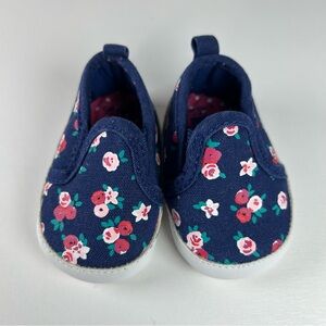 Carter's Baby Girls Newborn Shoes, Blue With Flowers Near Without Tag